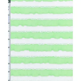 1 3/4 YD PC-Green/White Stripe Ruffle Knit Fabric