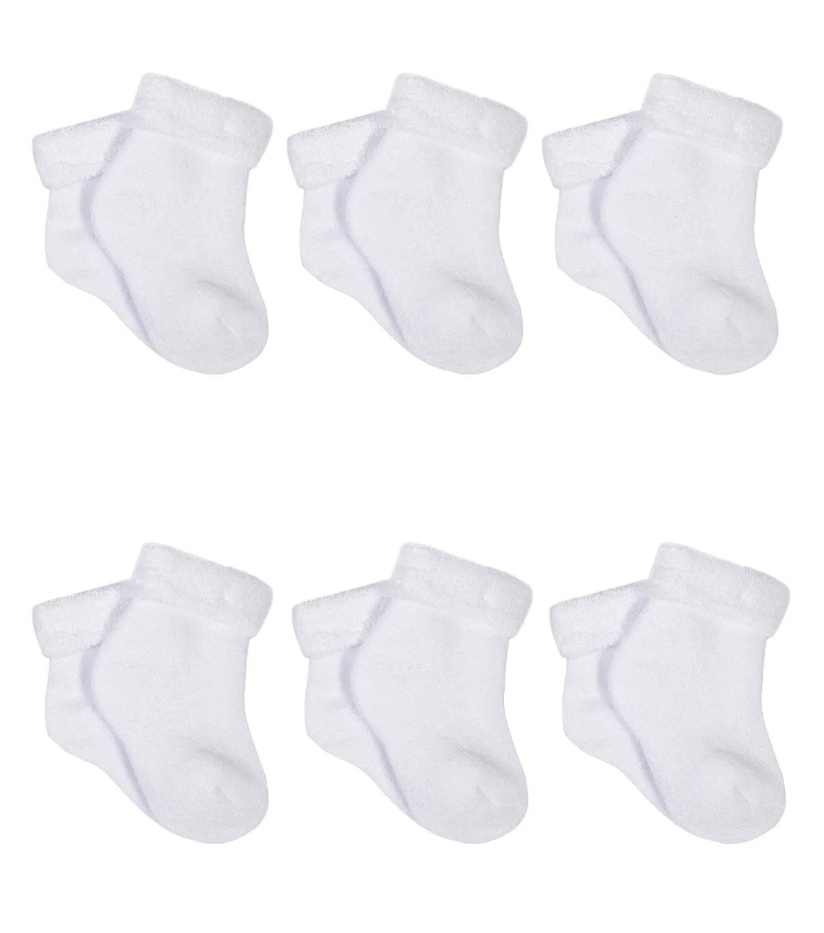 6-Pack Baby White Terry Socks