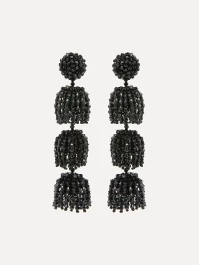 Beaded Triple Layer Clip-On Earrings