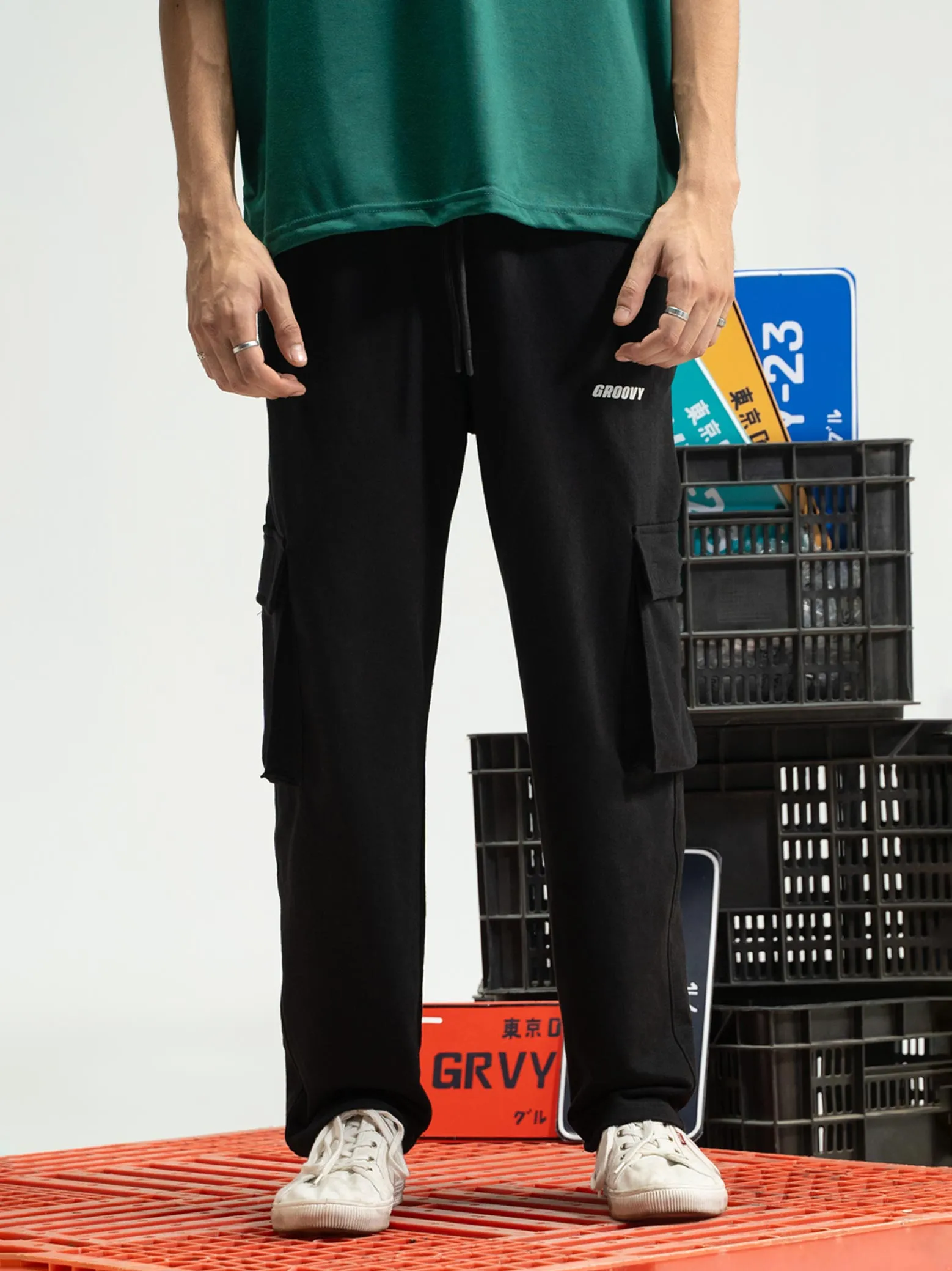 Black Cargo Trousers