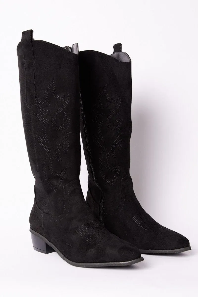 Black Western Boots Suede