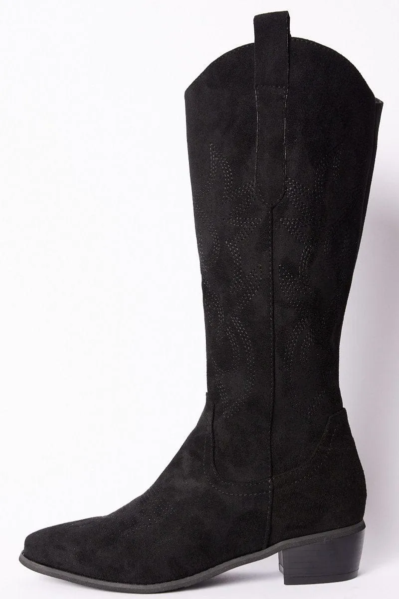 Black Western Boots Suede