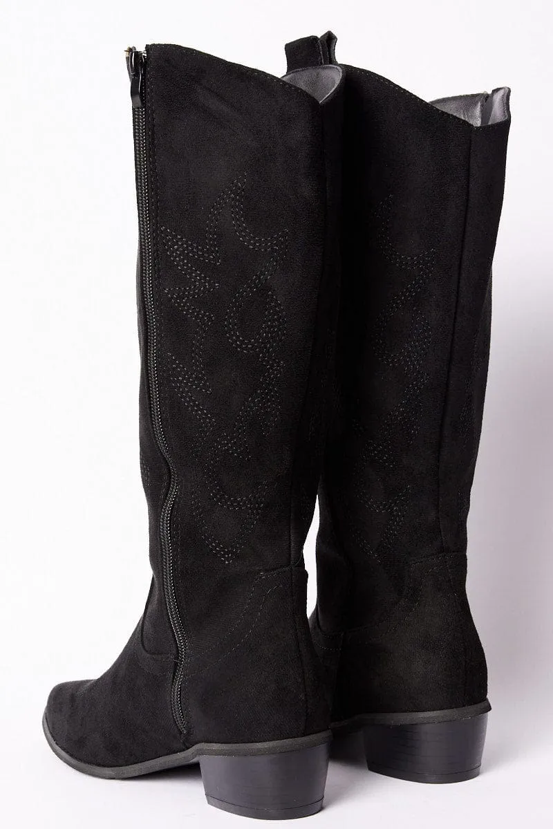 Black Western Boots Suede