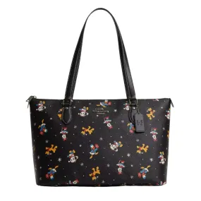 Coach x Disney Gallery Leather Tote With Holiday Print