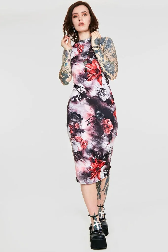 Dark Passions Floral Tie Up Dress