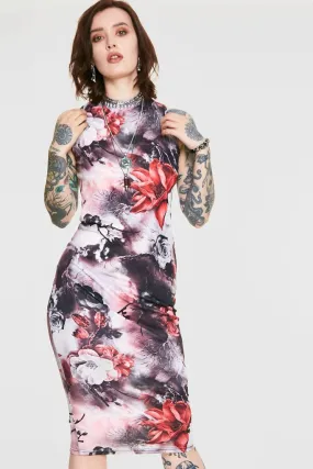 Dark Passions Floral Tie Up Dress