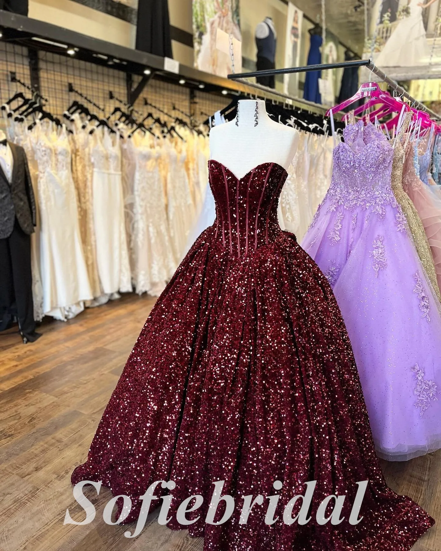 Elegant Sequin Sweetheart V-Neck Sleeveless A-Line Long Prom Dresses, PD0851