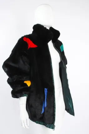 Geometric Fur Nylon Bomber