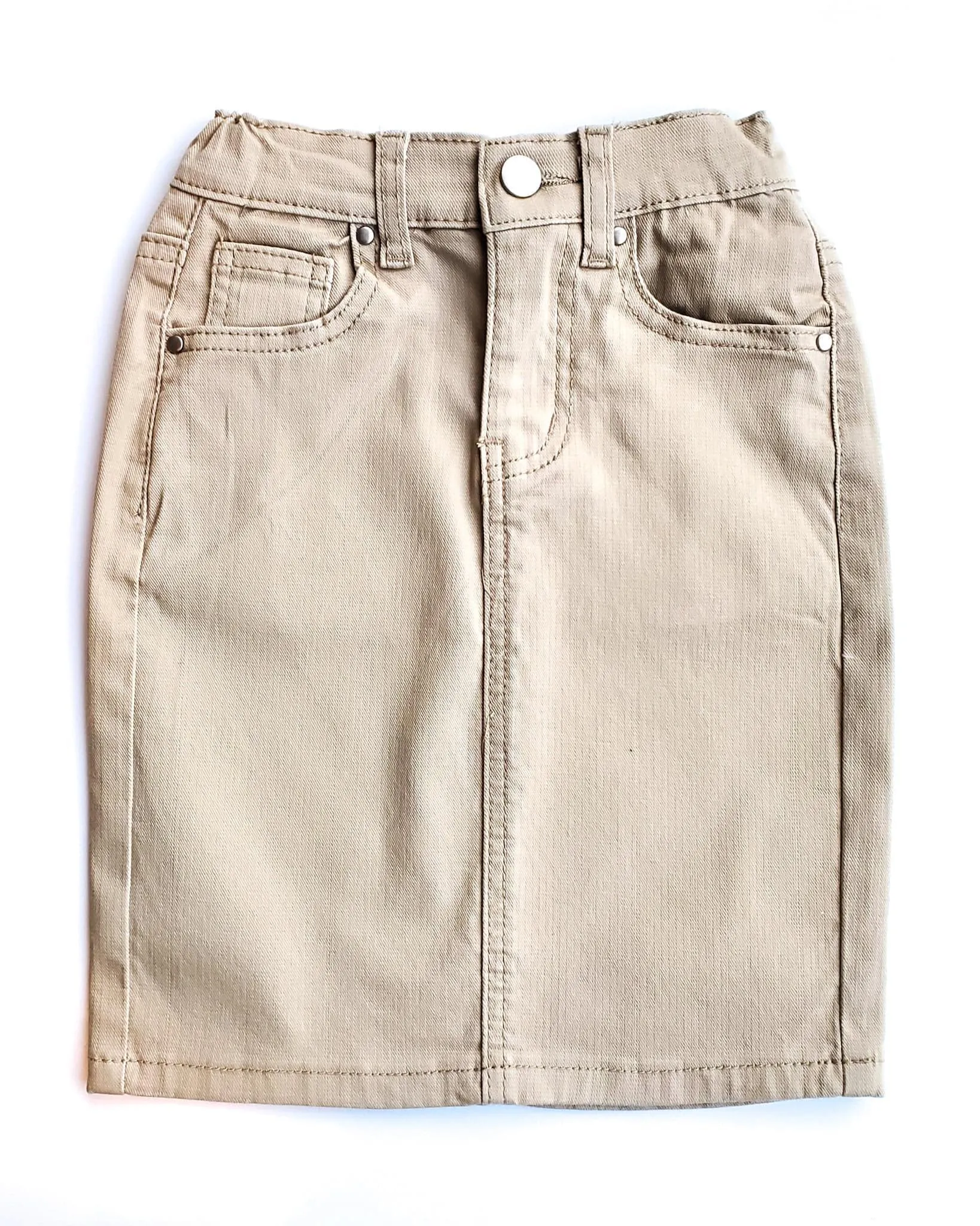 GIRLS Lt. Khaki Denim Skirt w/ Elastic Waistband