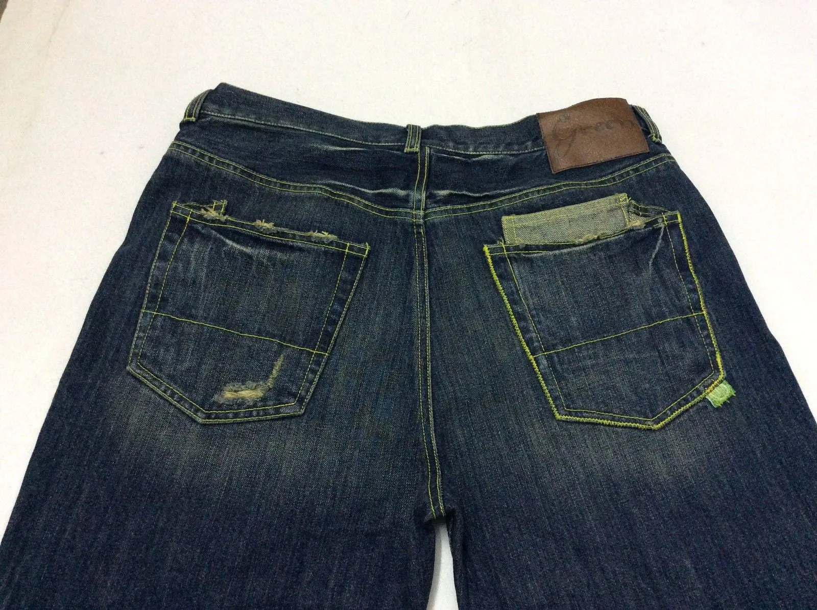 Green Cotton Six Pocket Denim Jean Blue