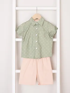 Green Polka Dot Polo Outfit