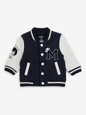 HOP Baby Navy Colour-Blocked Varsity Jacket