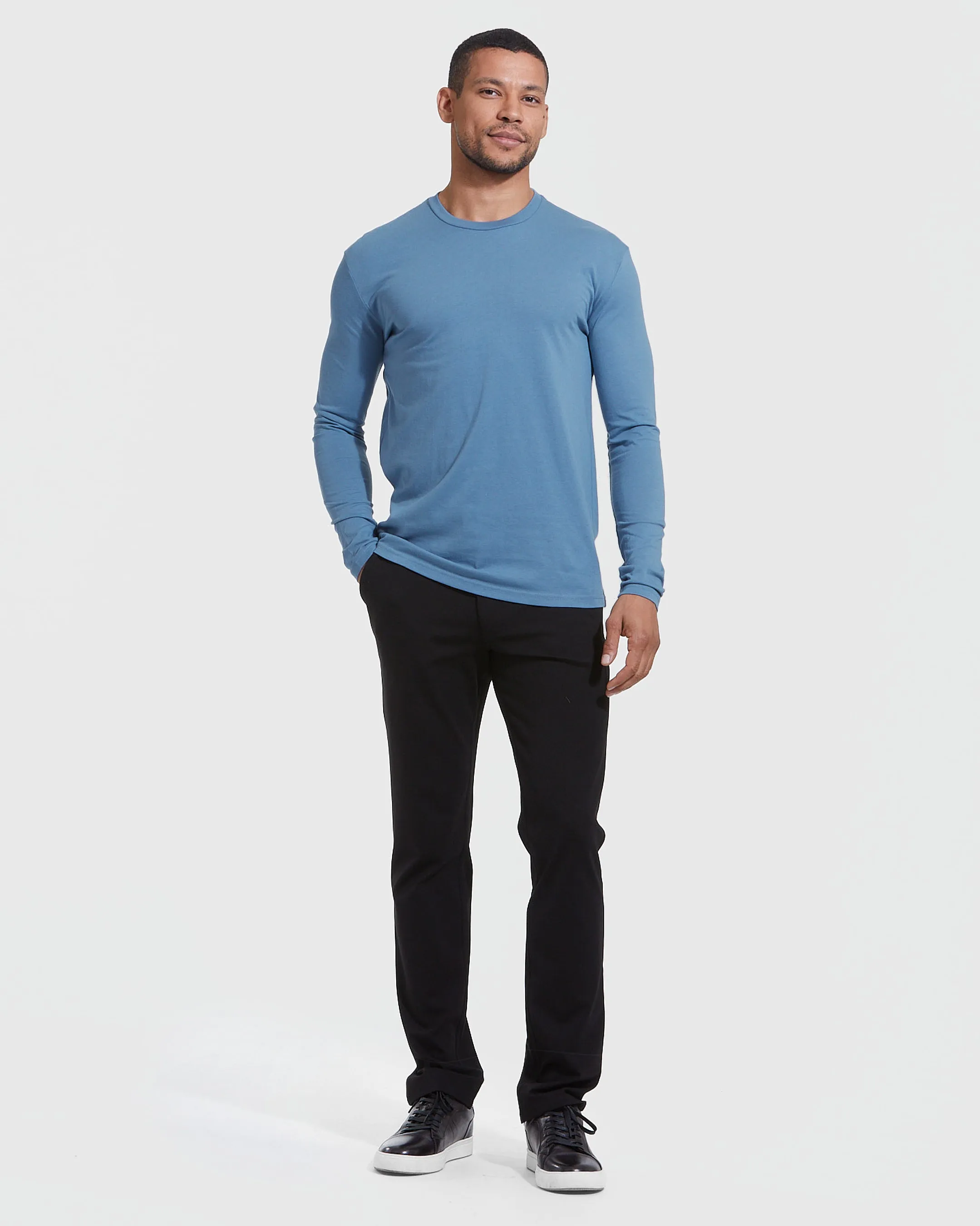 Indigo Long Sleeve Crew Neck Tee