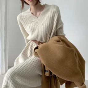 Knit V-Neck Dress