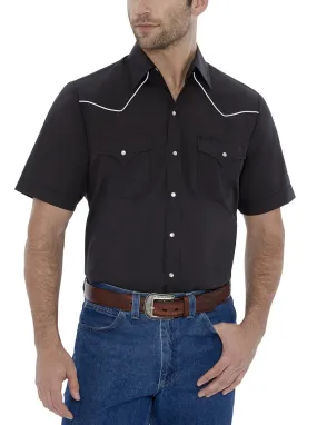 Men's Ely Cattleman Short Sleeve Solid Western Snap Shirt with Contrast Piping