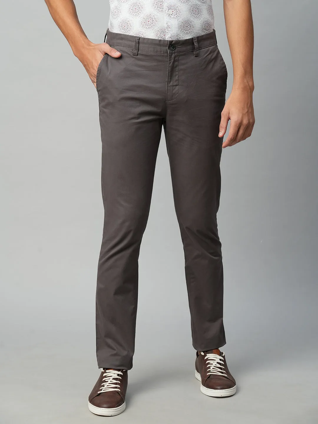 Men's Slate Cotton Lycra Slim Fit Pant