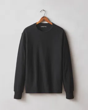 Premium Slub Crew Tee Long Sleeve - Black