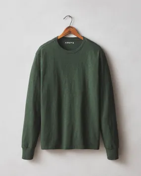 Premium Slub Crew Tee Long Sleeve - Green Moss