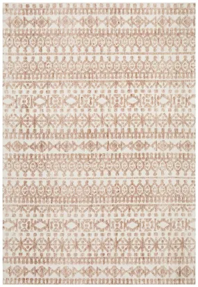 Rustic Casual Tribal Design Becca Rug - Peach/Ivory