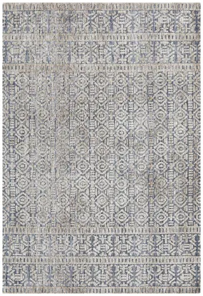 Rustic Casual Tribal Design Miriam Rug - Navy/Grey