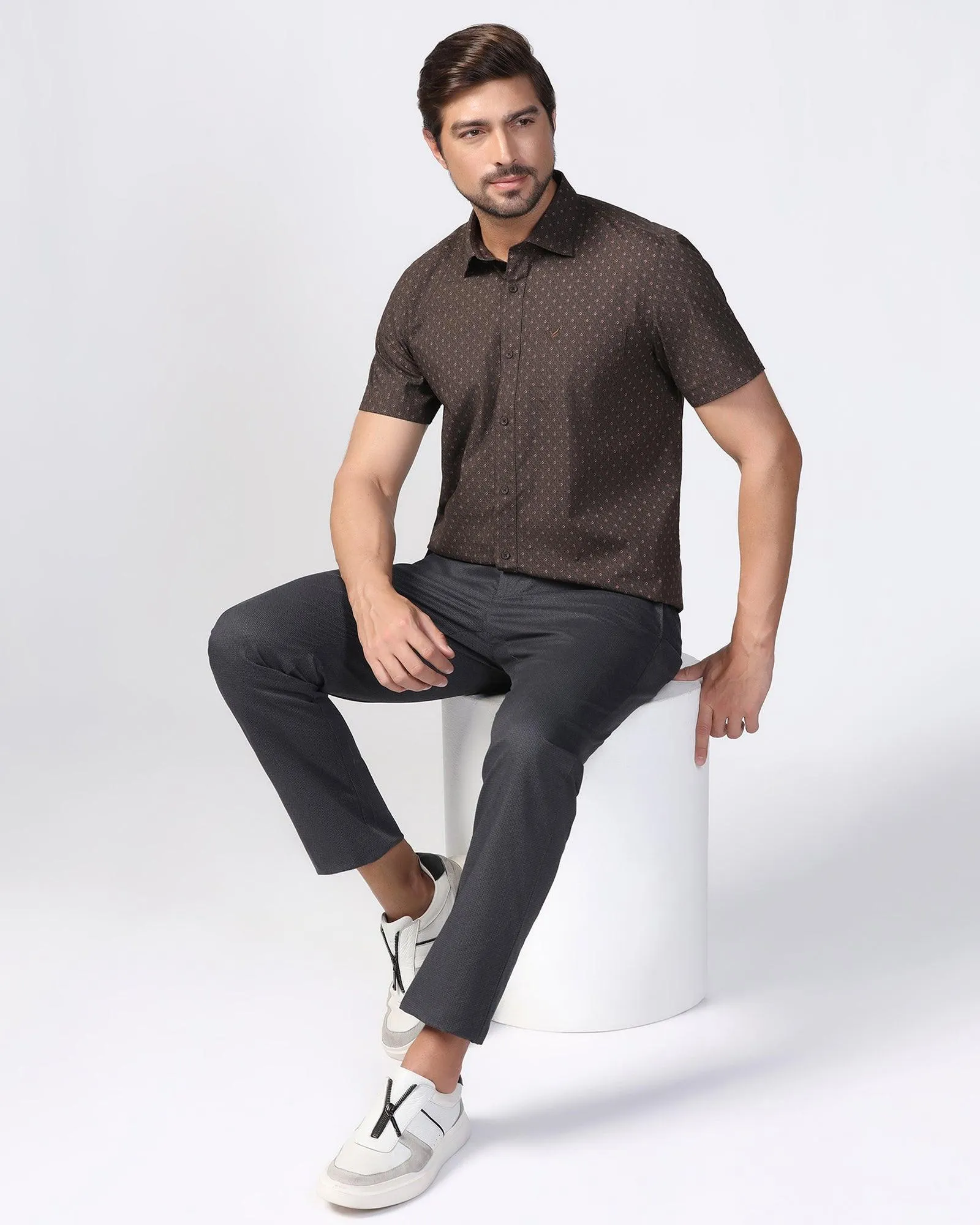 Slim Fit B-91 Casual Grey Printed Khakis - Bai