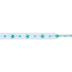 Stars Laces - Green Stars on White (1 Pair Pack) Shoelaces