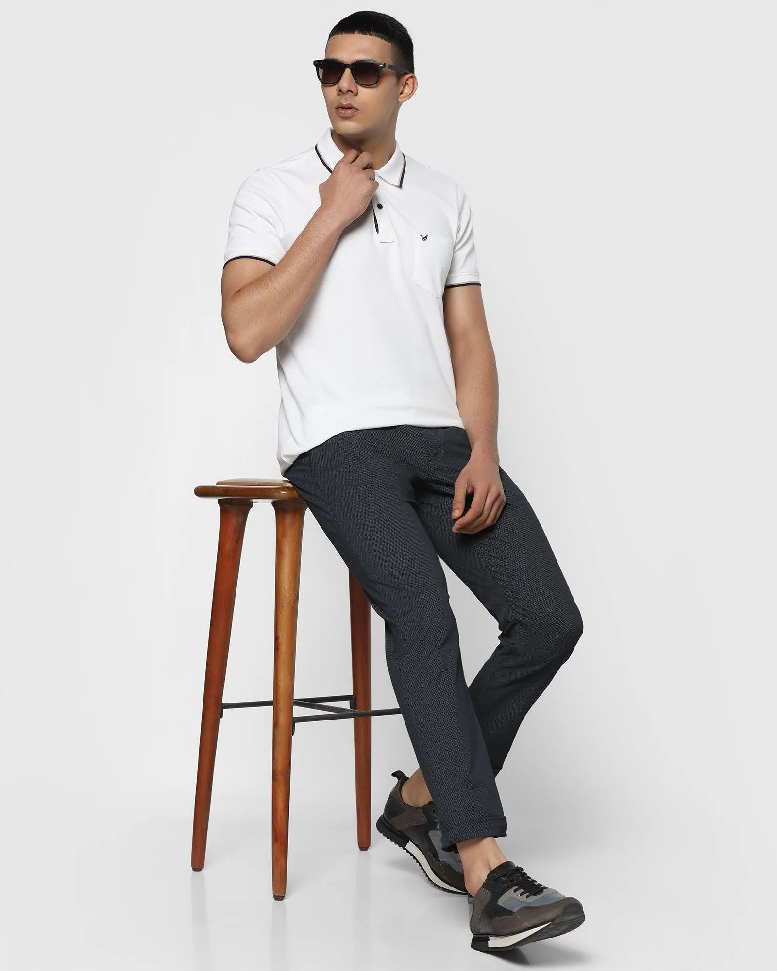 Straight B-90 Casual Black Printed Khakis - Sulphur