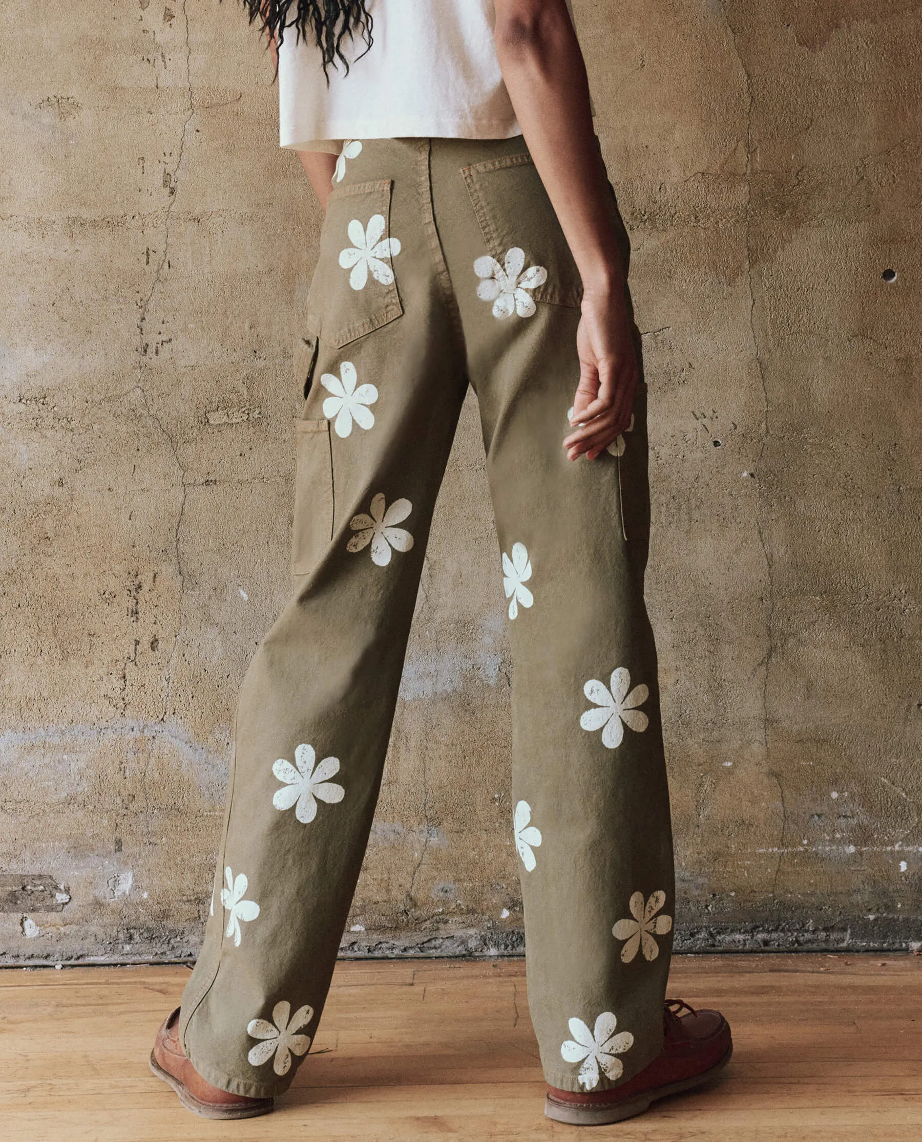 The Carpenter Pant with Daisy Stamp. -- Army