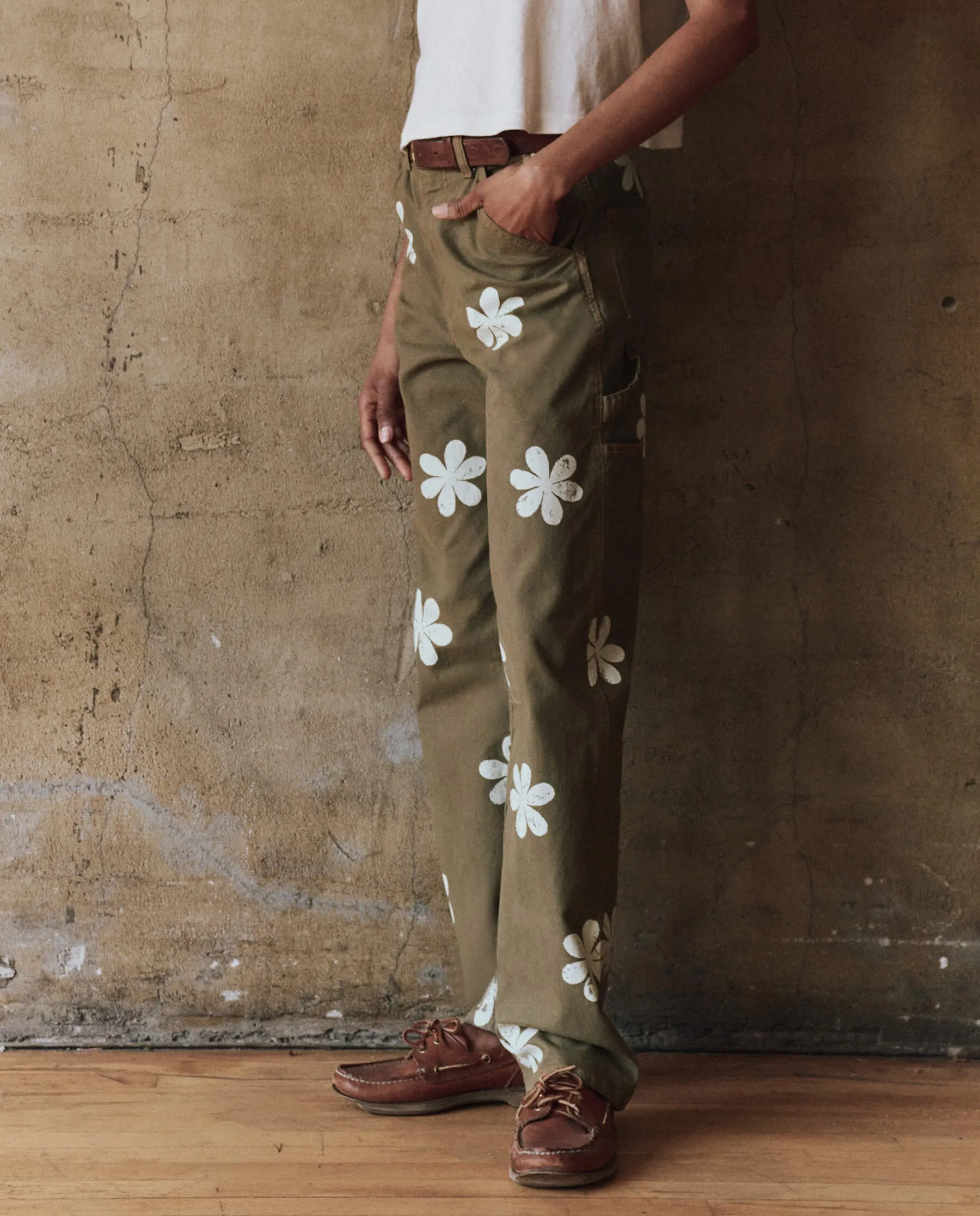 The Carpenter Pant with Daisy Stamp. -- Army