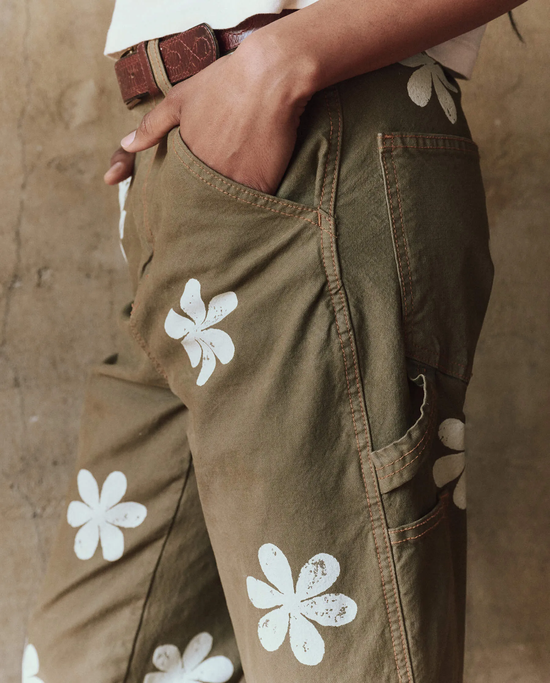 The Carpenter Pant with Daisy Stamp. -- Army