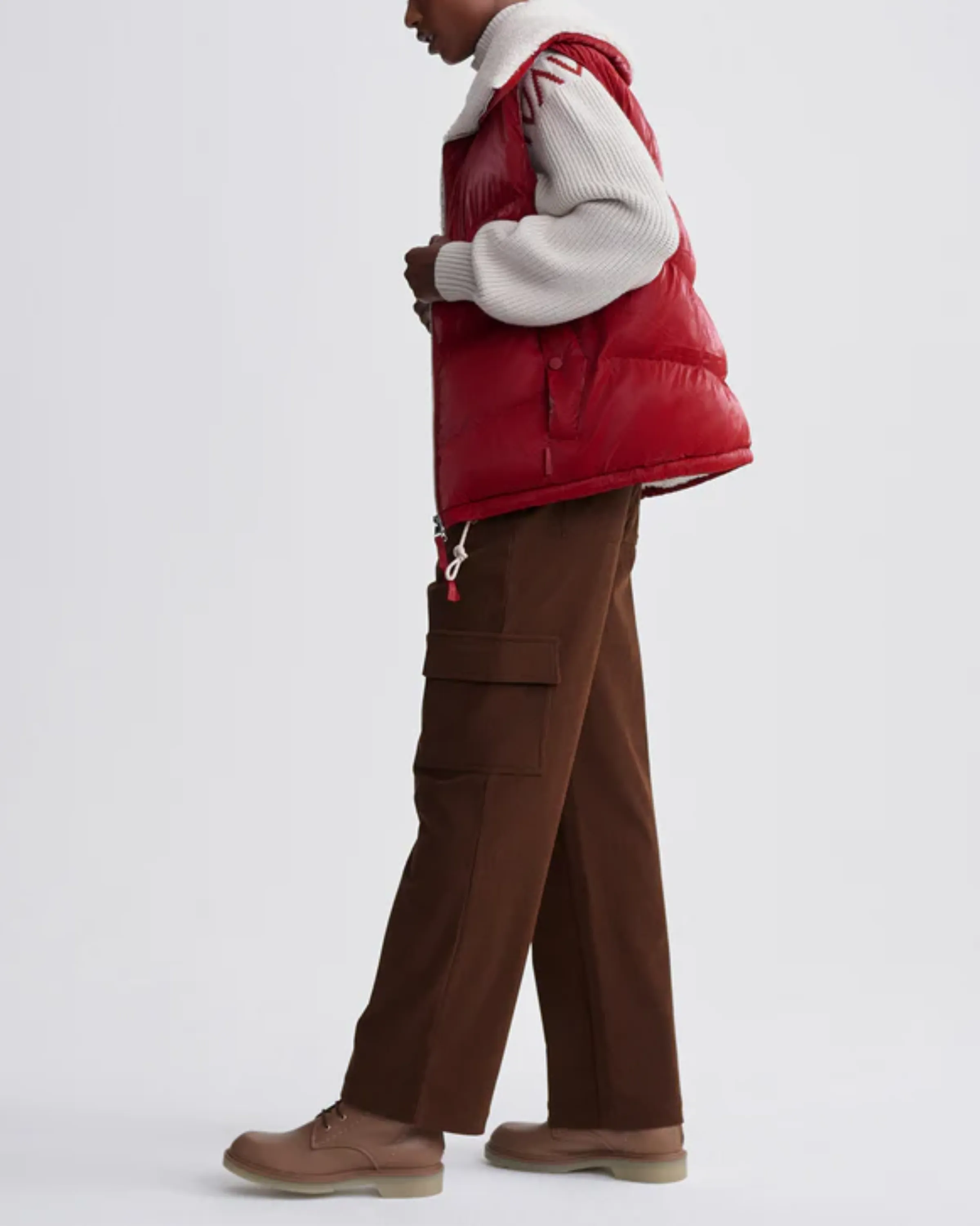 Varley Brock Puffer Gilet in Red Dahlia