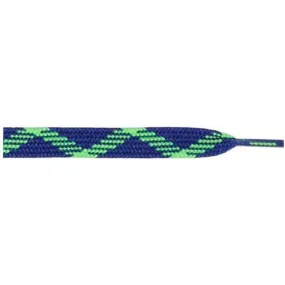 Wholesale Thick Dual Tone Flat 9/16 - Royal Blue/Neon Green (12 Pair Pack) Shoelaces