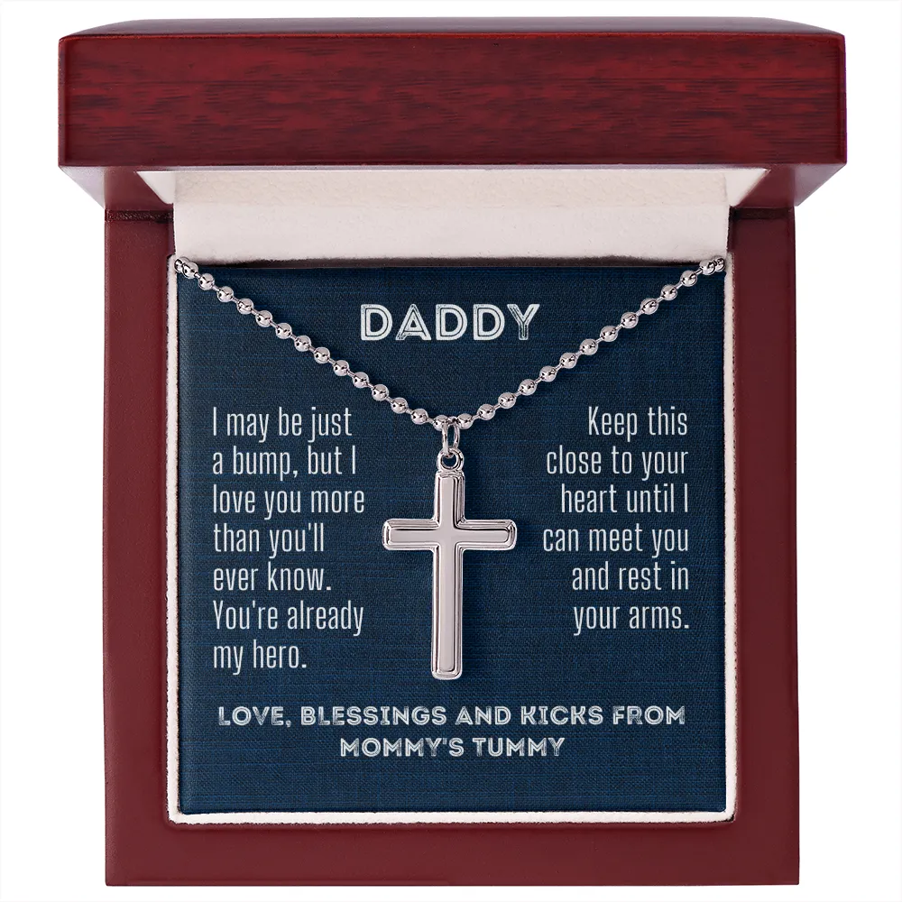 You Are Already My Hero From the Bump Gift to Father to Be New Daddy Christian Cross Necklace